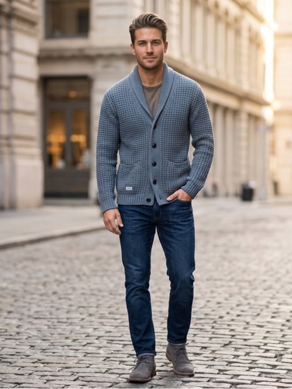 Publish Men's Shawl Collar Cardigan - Gray